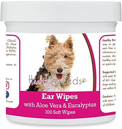 Healthy Breeds Wire Fox Terrier Ear Cleaning Wipes with Aloe & Eucalyptus for Dogs 100 Count