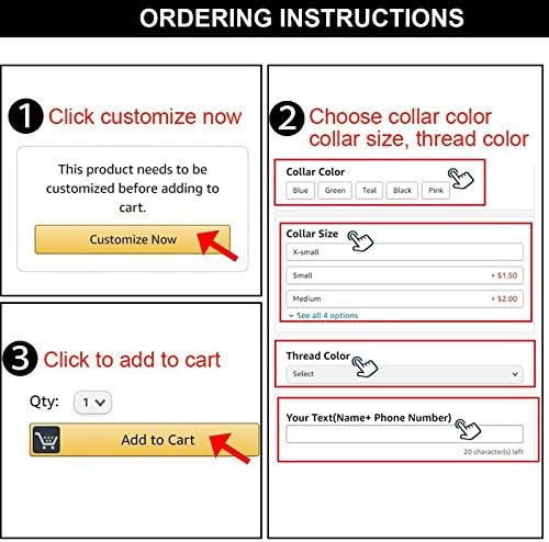 Reflective Personalized Dog Collar - Custom Embroidered Dog Collars with Pet Name and Phone Number for Boy and Girl Dogs, 4 Adjustable Sizes, XSmall,Small, Medium and Large