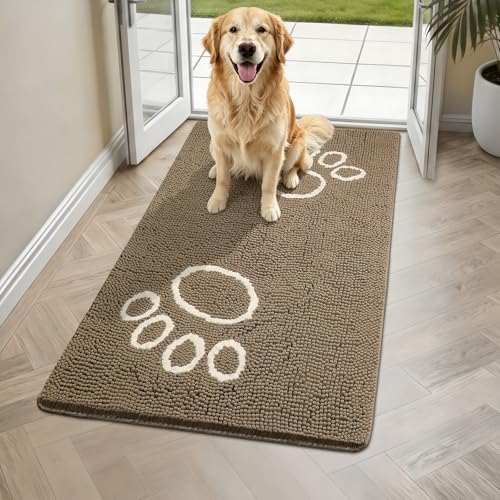 Bcoimo Super Absorbent Dog Door Mat, 48"*30" Anti Slip Mat for Muddy Paws