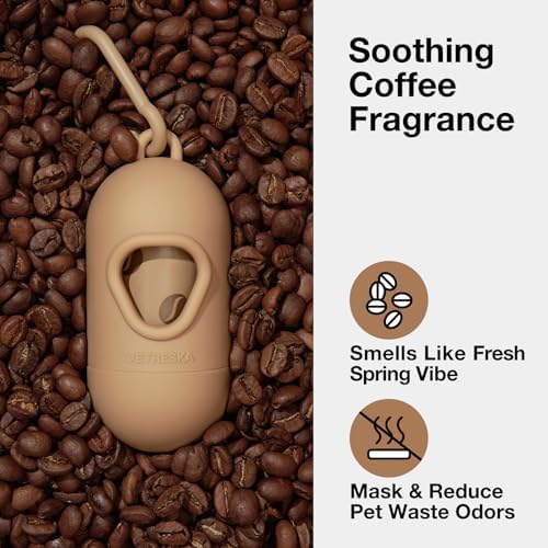 VETRESKA Dog Poop Bags Dispenser with Coffee Scented Waste Bags, 105 Counts