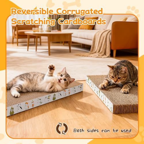 PatiencET Cat Scratching Board 4 Pack, Cardboard Cat Scratcher with Catnips