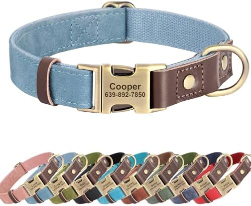 Personalized Dog Collars, Quick Release Buckle, Denim Blue,XL