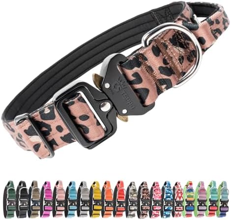 TSPRO Tactical Dog Collar, Heavy Duty Quick Release Metal Buckle and Handle
