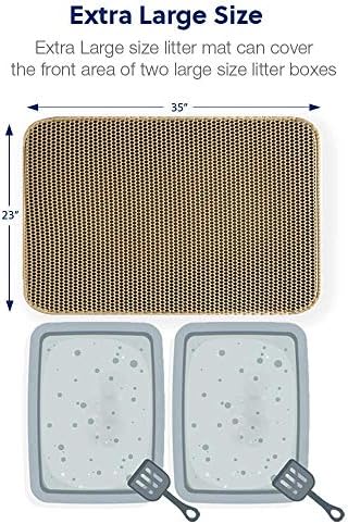 WePet Cat Litter Mat, Kitty Litter Trapping Mat, Honeycomb Double Layer Mats, No Phthalate, Urine Waterproof, Easy Clean, Scatter Control, Catcher Litter Tray Box Rug Carpet