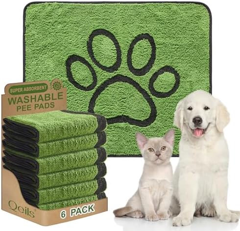 Qeils Reusable Dog Pee Pads, Washable Puppy Pads, Leak-Proof 30"x34" 6 Pack