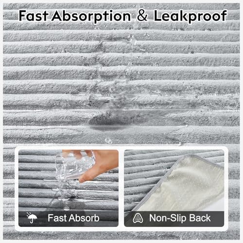 FunFurry Flannel Washable Pee Pad for Dogs - 2 Pack Reusable Dog Pee Pads Extra Large, Fast Absorb Pet Playpen Mat with Non-Slip Back, Waterproof Puppy Training Pad. (Light Grey, 48" X 48")