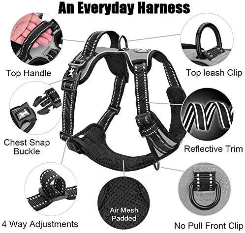 PoyPet No Pull Dog Harness Small, Reflective Vest with Front Clip & Handle