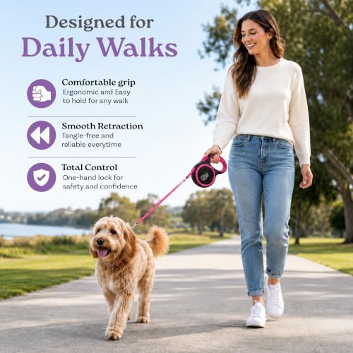 Retractable Dog Leash, 44 LBS /16FT Long, Small & Medium Dogs, Green