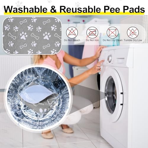 BEAUTYZOO 6 Pack Washable Pee Pads for Dogs, Reusable Puppy Pads for Potty Training, Waterproof Super Absorbent Whelping Pads Mats Non Slip Against Urine for Small Medium Dogs Cats, 30" x 34"