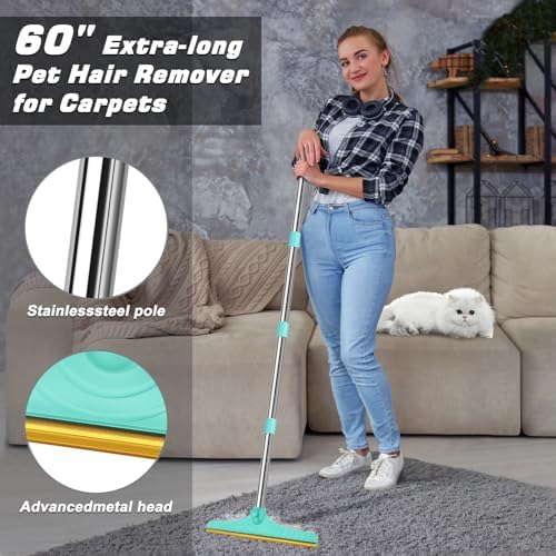 B-Land Carpet Rake for Pet Hair Removal, Reusable Carpet Scraper for Rug