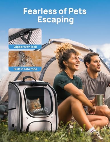 Pecute Cat Backpack Carrier,Large Space Cat Bubble Backpack,Ergonomic,Khaki