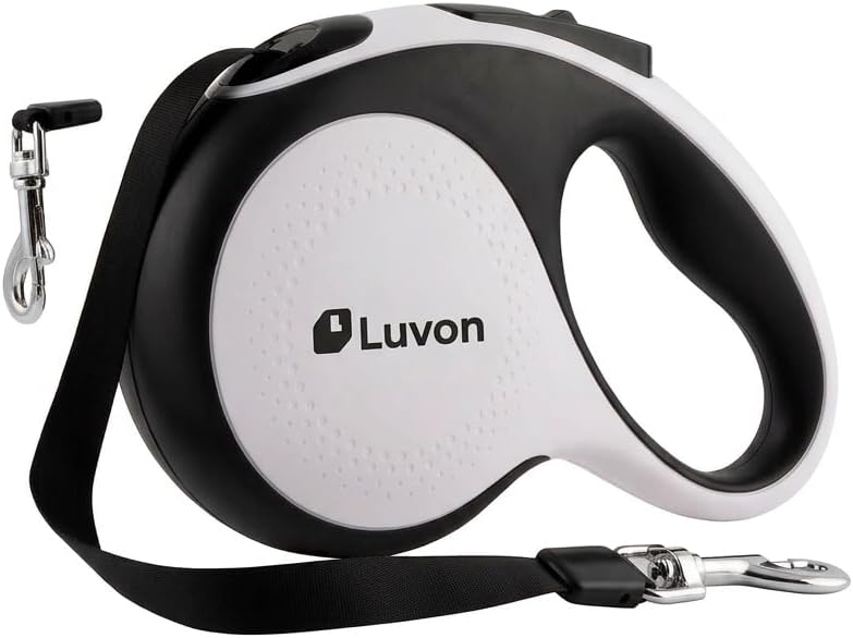 LUVON Retractable Dog Leash – 16ft Tangle-Free Extendable Lead | Ergonomic Handle | Heavy Duty Nylon Tape | Poo Bag Dispenser + 15 Bags Included | Retractable Leash for Medium Large Dogs Up to 66lbs