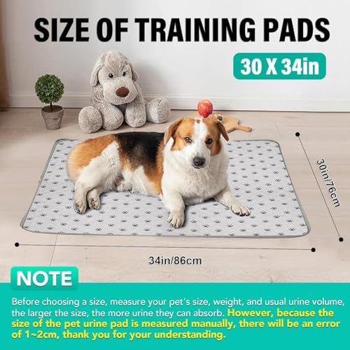 FUWERY Washable Pee Pads for Dogs ,30"X34", Grey, 2 Packs