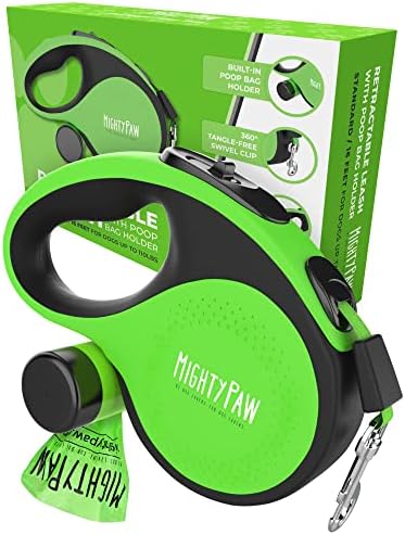 Mighty Paw Retractable Dog Leash with Poop Bag Holder, 16 Ft
