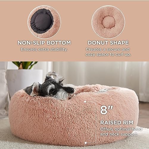 Bedsure Calming Small Dog Bed Donut Washable Cat＆Puppy Bed,23 inches Pink