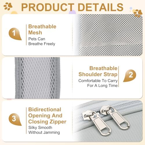 Pet Backpack Carrier, Portable and Ventilated, Oxford Cloth, Dogs Cats and Small Animals Travel Bag 13", (Gray, 1 Pcs), Intended for Hiking/Camping/Traveling
