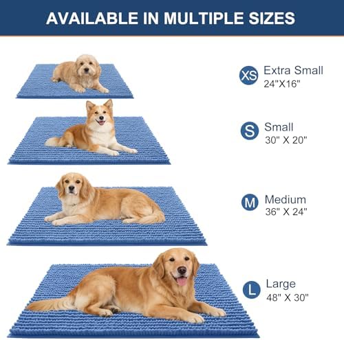 OLANLY Dog Door Mat for Muddy Paws 47x17, Extra Absorbent Chenille Mud Mat