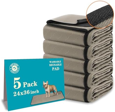 Bunlitent Washable Pee Pads for Dogs 24" x 36", 5 Pack, Brown