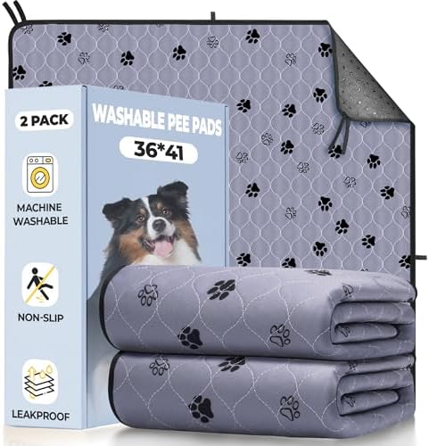 Fostanfly Washable Pee Pads for Dogs, Ultra-Absorbent, 2 Pack 36"x41" Gray