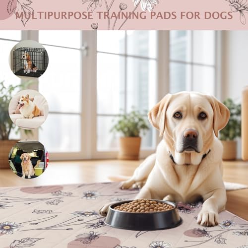 IEUUMLER Washable Pee Pads for Dogs, 2 Pack Non-Slip & Waterproof Pack Whelping Pad, Reusable Washable Puppy Potty Training Pad with Fast Absorbent for Playpen EU007 (Pink Daisy, 36"X48"-2pcs)