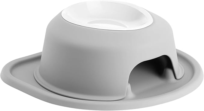 WeatherTech Single High Pet Feeding System w/Plastic Dog/Cat Bowls - 4" High Stand Light Grey (PSH1604LGLG)