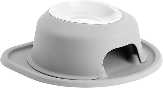 WeatherTech Single High Pet Feeding System w/Plastic Dog/Cat Bowls - 4" High Stand Light Grey (PSH1604LGLG)