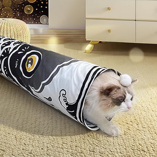 Cat Tunnel for Indoor Cats Interactive, Collapsible Tube for Cats Kittens Rabbits Puppies Crinkle Pop Up,10'' Dia, 36'' L,Blue
