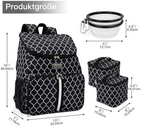 BAGLHER丨Dog Travel Bag, Airline Approved Pet Supplies Backpack, Dog Travel Backpack with 2 Silicone Collapsible Bowls and 2 Food Baskets