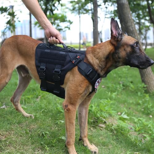 ICEFANG No Pull Tactical Dog Harness for Large Dogs,Adjustable Dog Vest