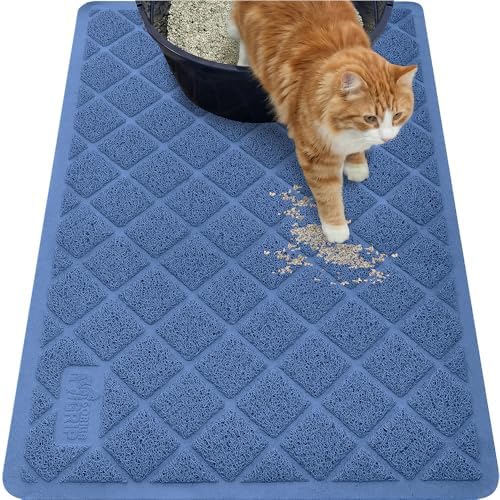 GORILLA GRIP Cat Litter Box Mat, Coiled Mesh Trapping Mats, 35x23 Navy
