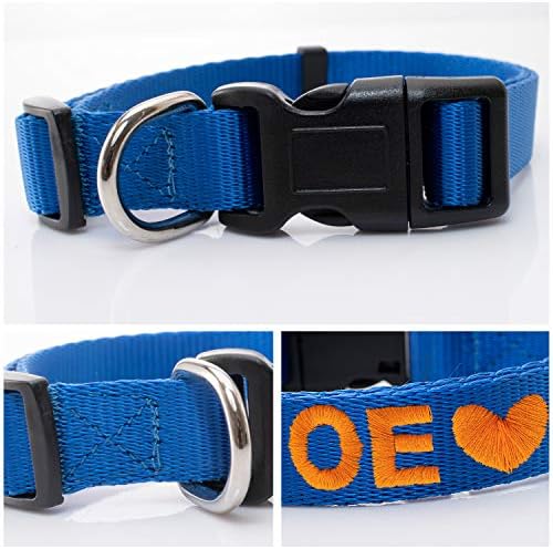 Embroidered Dog Collars Personalized, Custom Collar w Text and Phone Number | 3 Adjustable Sizes - 8 Colors | - Safe&Secure Pet Collars with ID, Pet Name for Boy, Girl Dogs, Puppy