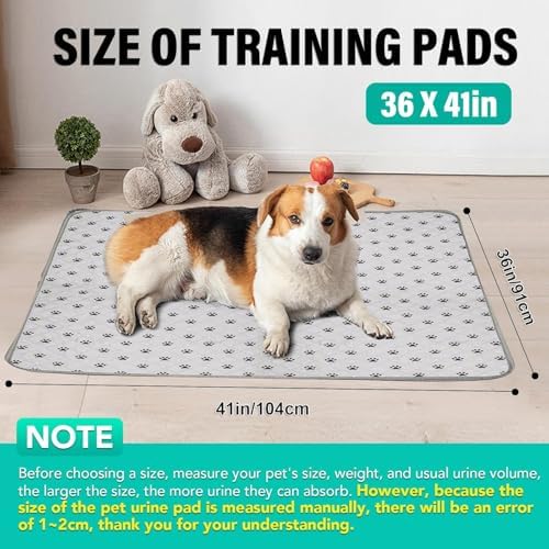 FUWERY Washable Pee Pads for Dogs ,36"X41", Grey, 5 Packs