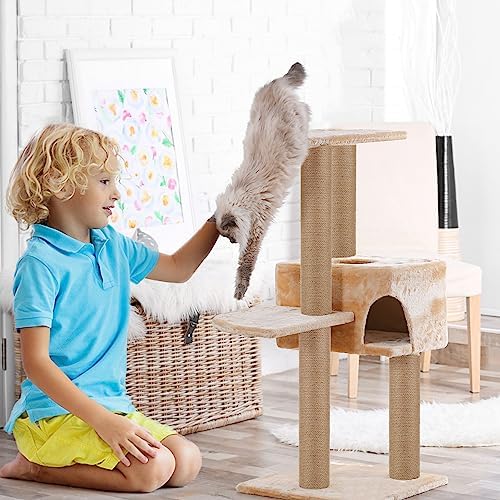 4 PCS M8 Cat Scratching Post Replacement, 15.7 x 3.1 Inches Cat Tree Replacement Post Jute Pole for Indoor Cats with M8 Screws, for Kitten Tree Tower Spare Cat Furniture Accessories