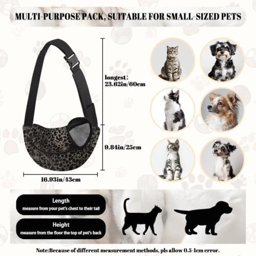 COEQINE Small Dog Crossbody Sling Bag for Walking Carrier Bags,Gray Leopard