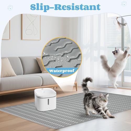 Cat Litter Mat, 47x35in Extra Large Litter Trapping Mat, Grey