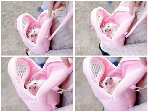 1 PCS Portable White Mesh African Hedgehog Hamster Breathable Pet Dog Carrier Bags Handbags Puppy Cat Travel Backpack (M, White Mesh - Pink, 18 x 22cm/7 x9 inch)