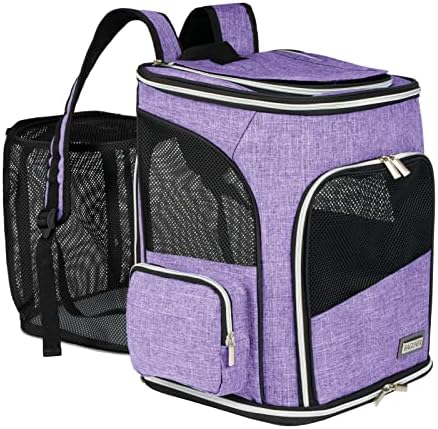 BAGLHER Expandable Pet Carrier Backpack，Pet Backpack for Small Cats Puppies Dogs Bunny, Airline-Approved Ventilate Backpack for Travel, Hiking and Outdoor Use. Purple