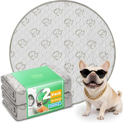 FXW Washable Pee Pads for Dogs, Super Absorbent, 36" Round, 2 Packs