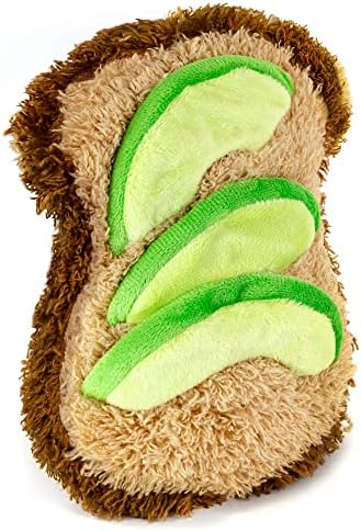 Giftable World Pet Plush Pet Toy Fruits, Cupcakes, Ice Creams, Mug with Squeaker Dog Chew Toy (Avocado, Toast)