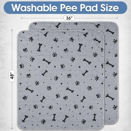 Washable Pee Pads for Dogs 2 Packs 36’’ x 48’’ Reusable Puppy Pads Waterproof Pet Mat Heavy Absorbent Leakproof Dog Playpen Mat for Crate, Whelping and Indoor Potty Training