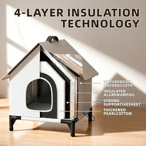Cooling Cat House with Ice Packs for Outside&Indoor,Insulated and Weatherproof,Selfwarming Cat Shelter,Large Cave Bed for Garden (XL, Cold)