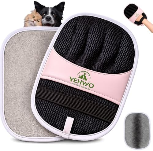 Pet Hair Remover Glove for Dogs & Cats - Reusable Double-Sided Electrostatic Grooming Mitt for Couch, Car Seats, Furniture, Bedding & Clothing - Washable Fur & Lint Removal Tool (1 Pack) Pink