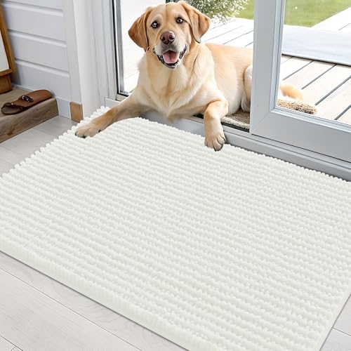 OLANLY Dog Door Mat for Muddy Paws 36x24, Extra Absorbent Chenille Mud Mat