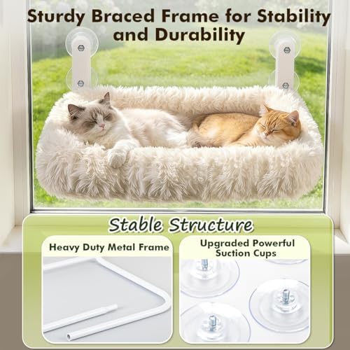 Zoratoo Foldable Cat Window Perch, Widened Cushion Cat Bed for Large Cats