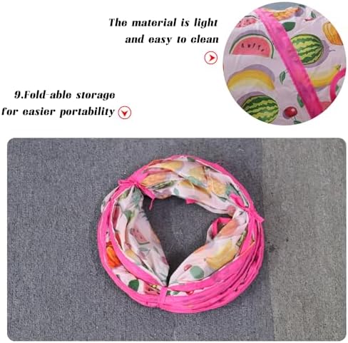 Andiker Cat Tunnel for Indoor Cats, 45" Long Rainbow Collapsible Kitten Tube with a Fun Ball and 2 Holes Cat Play Tunnel, Rabbit Tunnel for Kittens Exercising Hiding Training and Running (Pink)