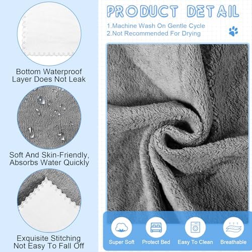 Thyle 12 Pcs Washable Pee Pads for Dogs Reusable Waterproof Training Puppy Pads Bulk Absorbent Pet Whelping Small Dog Mats for Crate Bed Sofa(Gray,13 x 18 Inch)