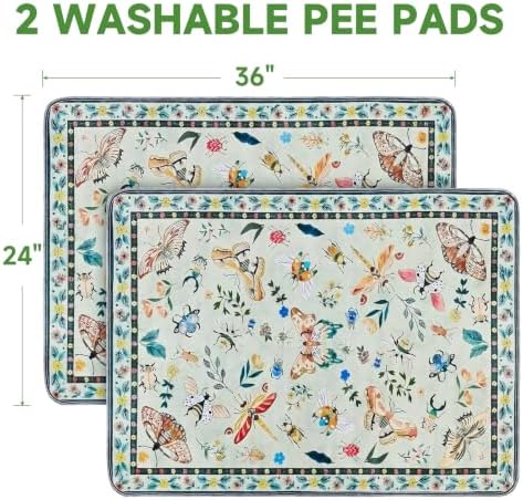 Washable Pee Pads for Dogs 2 Pack,Reusable Puppy Pads, 2026 Upgraded Puppy Pad 24"x36", Waterproof Puppy Pads, Super Absorbent Training Pads for Puppies (Green Medallion, 24"x36")
