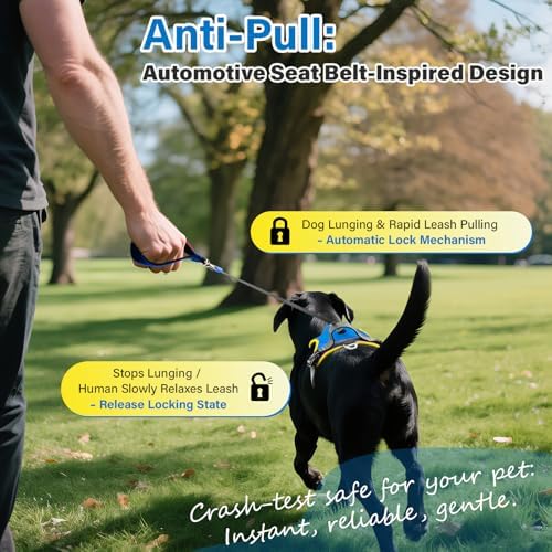 No Pull Dog Harness, 2 in 1 Retractable Harness with Auto-Lock, Reflective Breathable Mesh and Handle, Adjustable Leash Set for Small, Medium,Large Dogs,Cats (Color 2, L)