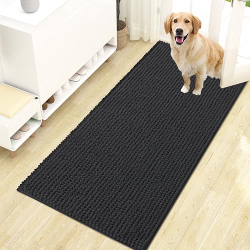 OLANLY Dog Door Mat for Muddy Paws 47x24, Extra Absorbent Chenille Mud Mat