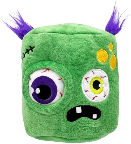 Huxley & Kent Interactive Halloween Funny Dog Toy w/Squeaker – Power Plush Puzzle Dog Toys for Small, Medium & Large Dogs – Treat Hiding Play Time - Pop 'n Fetch Zombie Pop-Eye